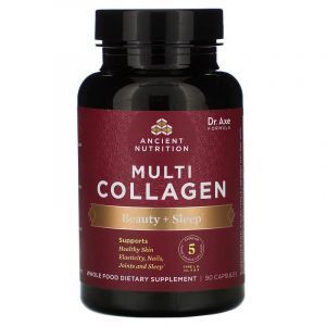 Мульти Коллаген, Multi Collagen, Dr. Axe / Ancient Nutrition, красота + сон, 90 капсул
