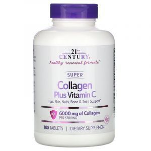 Суперколлаген плюс витамин C, Super Collagen Plus Vitamin C, 21st Century, 6000 мг, 180 таблеток