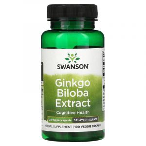 Гинкго Билоба экстракт, Ginkgo Biloba Extract, Swanson, 120 мг, 100 вегетарианских капсул

