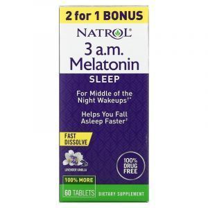 Мелатонин для сна, 3 A.M. Melatonin, Sleep, Natrol, лаванда и ваниль, 60 таблеток
