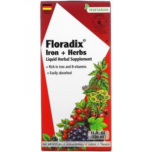 Железо с травяными экстрактами, Floradix, Gaia Herbs, 500 мл
