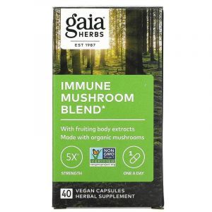 Смесь грибов для иммунитета, Immune Mushroom Blend, Gaia Herbs, 40 веганских капсул
