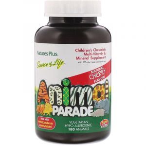 Витамины для детей, Children's Chewable Multi-Vitamin, Nature's Plus, Animal Parade, вкус вишни, 180 животных