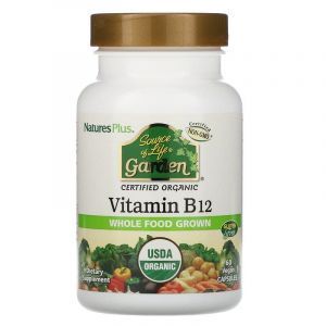 Органический Витамин В-12, Organic Vitamin B12, Nature's Plus, 60 капсул
