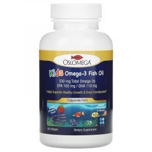 Омега-3 рыбий жир для детей, Kids Omega-3 Fish Oil, Oslomega, вкус клубники, 60 гелевых капсул
