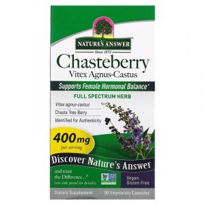 Витекс священный, Chasteberry, Nature's Answer, 400 мг, 90 вегетарианских капсул
