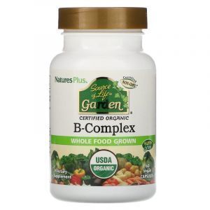 Комплекс витаминов группы В, B-Complex, Nature's Plus, Source of Life Garden, органик, 60 капсул