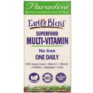 Мультивитамины без железа, Earth's Blend, Paradise Herbs, 60 капсул