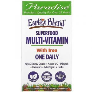Витамины плюс суперфуд с железом, Multivitamin, Paradise Herbs, 30 кап.