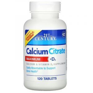 Кальций цитрат + Д3, Calcium + D3, 21st Century, 120 таблеток