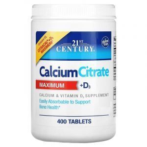 Кальций цитрат + Д3, Calcium + D3, 21st Century, 400 таблеток