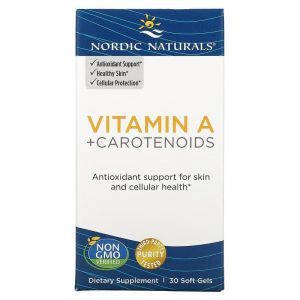 Витамин А + каротиноиды, Vitamin A + Carotenoids, Nordic Naturals, 30 гелевых капсул