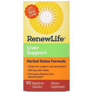  Поддержка печени (Liver Support), Renew Life, формула для детоксикации на травах, 90 вегетарианских капсул
