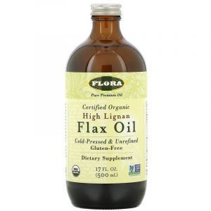 Льняное масло, Flax Oil, Flora, органик, с высоким содержанием лигнана, 500 мл