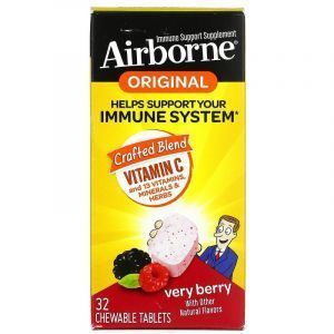 Иммунная поддержка с витамином С, ягодный вкус (Immune Support Supplement), AirBorne, 32 жевательные таблетки