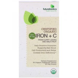 Железо с витамином C, Iron + Vitamin C, FutureBiotics, органик, сертифицированное, 90 растительных таблеток 