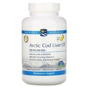 Рыбий жир из печени трески, Arctic Cod Liver Oil, Nordic Naturals, лимон, 1000 мг, 180 кап.