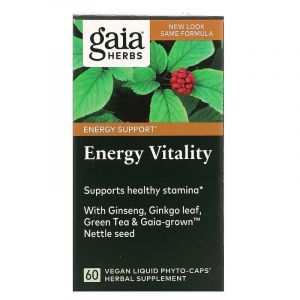 Защита от стресса, Energy Vitality, Gaia Herbs, 60 вегетарианских капсул