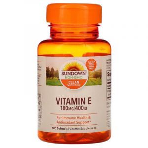 Витамин Е, Vitamin E, Sundown Naturals, 180 мг (400 МЕ), 100 капсул