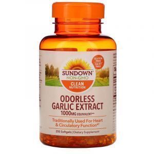 Чеснок, Odorless Garlic, Sundown Naturals, 1,000 мг, 250 капсул (Default)