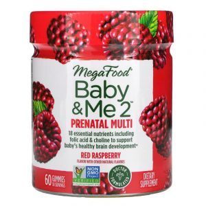 Мультивитамины для беременных, Baby & Me 2, MegaFood, вкус красной малины, 60 жевательных конфет
