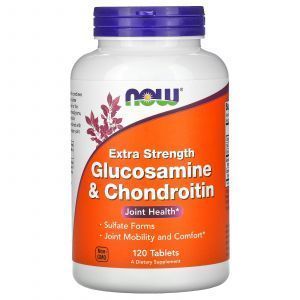 Глюкозамин и хондроитин, Glucosamine & Chondroitin, Now Foods, экстра сила, 120 таблеток

