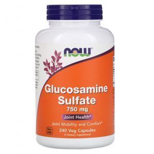 Глюкозамин сульфат, Glucosamine Sulfate, Now Foods, 750 мг, 240 растительных капсул
