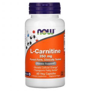 L-карнитин, L-Carnitine, Now Foods, 250 мг, 60 вегетарианских капсул