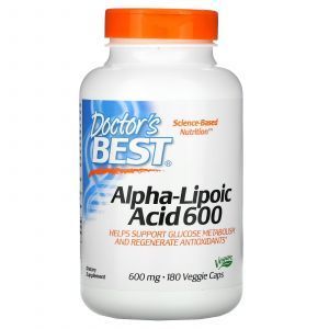 Альфа-липоевая кислота, Alpha-Lipoic Acid, Doctor's Best, 600 мг, 180 кап. (Default)