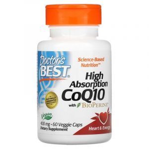 Коэнзим Q10, High Absorption CoQ10, Doctor's Best, биоперин, 400 мг, 60 жидких кап