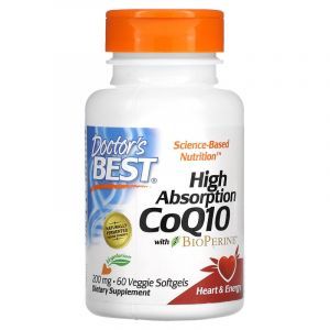 Коэнзим Q10 с биоперином, High Absorption CoQ10, Doctor's Best, 200 мг, 60 капсул