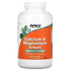 Кальций и магний, Calcium & Magnesium, Now Foods, с витамином D-3 и цинком, 240 гелевых капсул