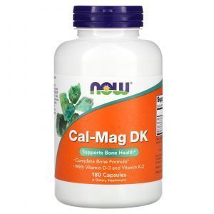 Кальций и магний, Cal-Mag DK, Now Foods, с витаминами  D-3 и K-2, 180 капсул
