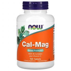 Кальций и магний, Cal-Mag, Now Foods, стресс формула, 100 таблеток
