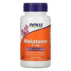 Мелатонин, Melatonin, Now Foods, 1 мг, 100 таблеток