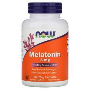 Мелатонин, Melatonin, Now Foods, 3 мг, 180 вегетарианских капсул