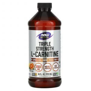 L-карнитин, L-Carnitine, Now Foods, Sports, тройная сила, жидкий, вкус цитруса, 3000 мг, 473 мл