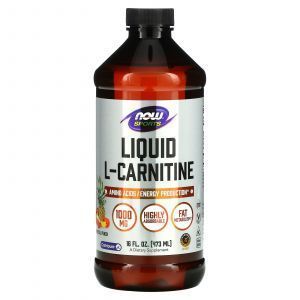 L-карнитин, L-Carnitine, Now Foods, Sports, жидкий, тропический пунш, 1000 мг, 473 мл 