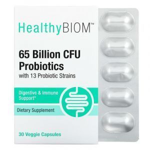Пробиотики, Probiotics, HealthyBiom, 65 млрд КОЕ, 13 штаммов, 30 вегетарианских капсул
