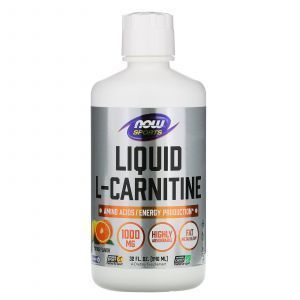 L-карнитин, L-Carnitine, Now Foods, Sports, жидкий, цитрус, 1000 мг, 946 мл
