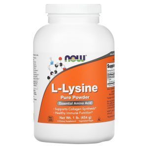 L- лизин, L-Lysine, Now Foods, чистый порошок, 454 г 
