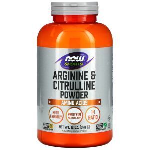 Аргинин и цитруллин, Arginine & Citrulline, Now Foods, Sports, порошок, 340 г