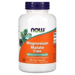 Магния малат, Magnesium Malate Caps, Now Foods, 180 вегетарианских капсул
