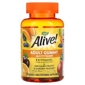 Мультивитамины, Multi-Vitamin Gummies, Nature's Way, Alive! фрукты, 50 жевательных конфет