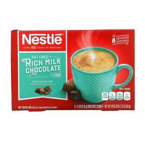 Молочный шоколад насыщенный, Rich Milk Chocolate, Nestle Hot Cocoa Mix, обезжиренный, 8 пакетов по 8 г каждый