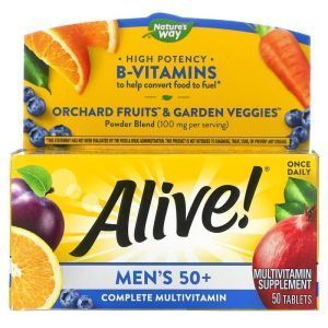 Комплекс мультивитаминов для мужчин 50+, Alive! Men's 50+ Complete Multi-Vitamin, Nature's Way, 50 таб.
