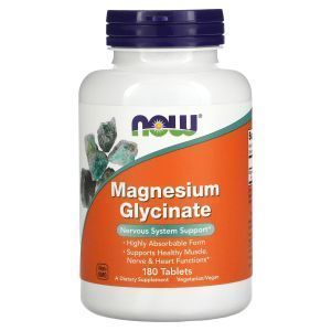 Магний глицинат, Magnesium Glycinate, Now Foods, 180 таблеток