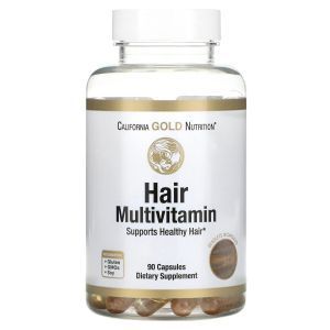 Мультивитамины для волос, Hair Multivitamin, California Gold Nutrition, 90 желатиновых капсул
