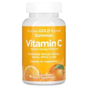 Витамин C, Vitamin C Gummies, California Gold Nutrition, апельсиновый вкус, без желатина, 90 жевательных конфет