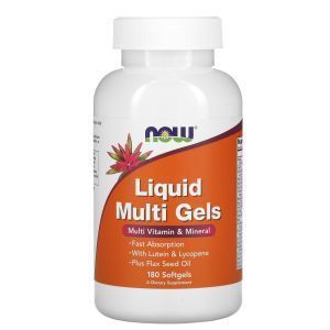 Мультивитамины, Liquid Multi Gels, Now Foods, 180 гелевых капсул
